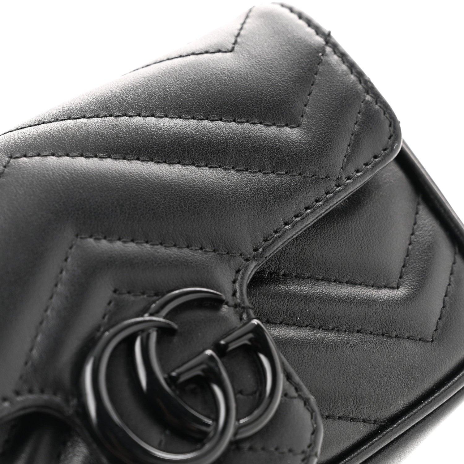 Gucci Calfskin Matelasse Monochrome GG Marmont Chain Belt Bag Black 11 of 13