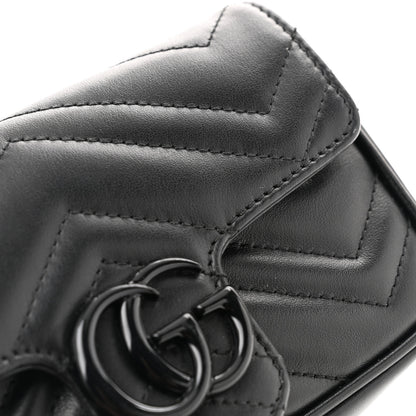 Gucci Calfskin Matelasse Monochrome GG Marmont Chain Belt Bag Black 11 of 13