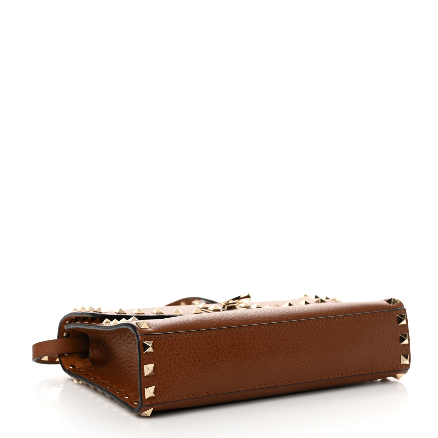 Valentino Garavani Pebbled Calfskin Medium Rockstud Flip Lock Crossbody Bag Saddle Brown 4 of 11