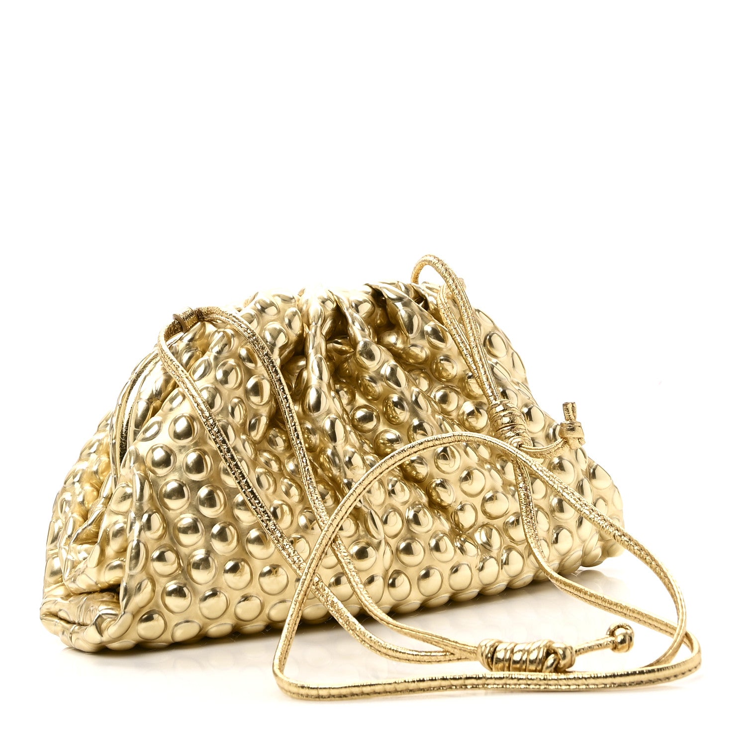 Bottega Veneta Metallic Fabric Bubble Wrap The Mini Pouch Gold 3 of 9
