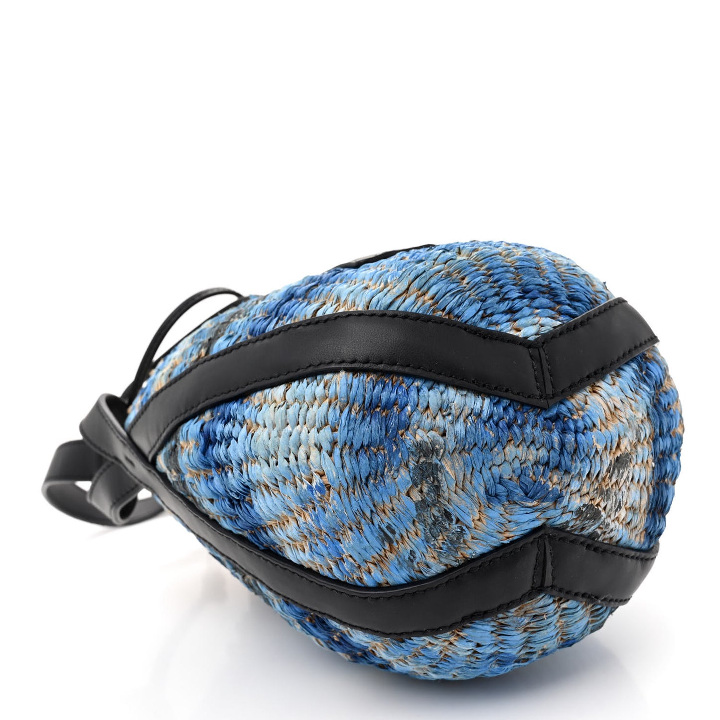 Paper Calfskin Woven Tie Dye Small Basket Bag Multicolor Blue