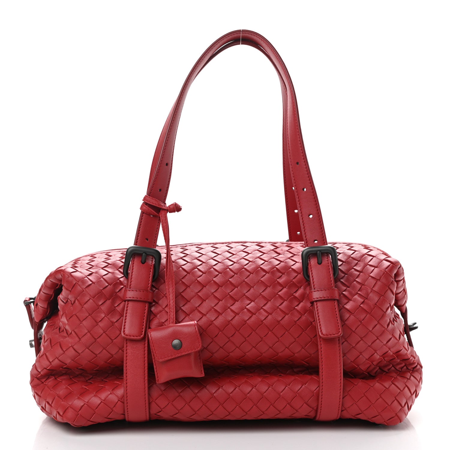 Bottega Veneta Nappa Intrecciato Montaigne Rings Satchel Red 3 of 12