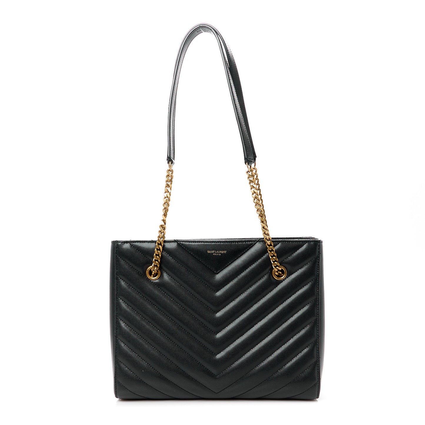 Grain De Poudre Matelasse Chevron Small Tribeca Shopping Bag Black