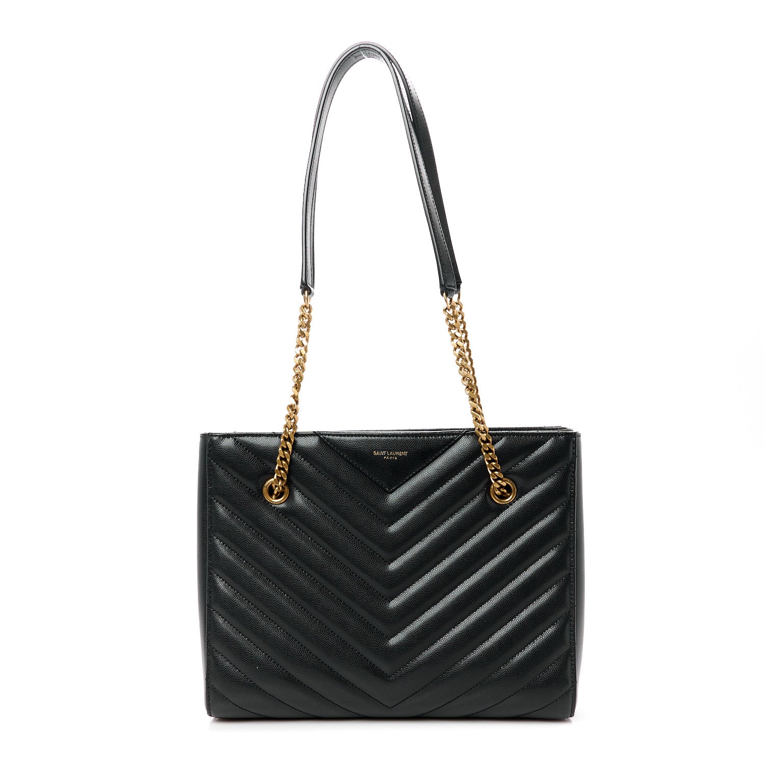 Saint Laurent Grain De Poudre Matelasse Chevron Small Tribeca Shopping Bag Black 1 of 11