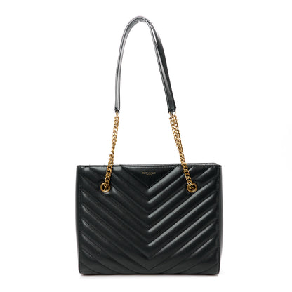 Saint Laurent Grain De Poudre Matelasse Chevron Small Tribeca Shopping Bag Black 1 of 11