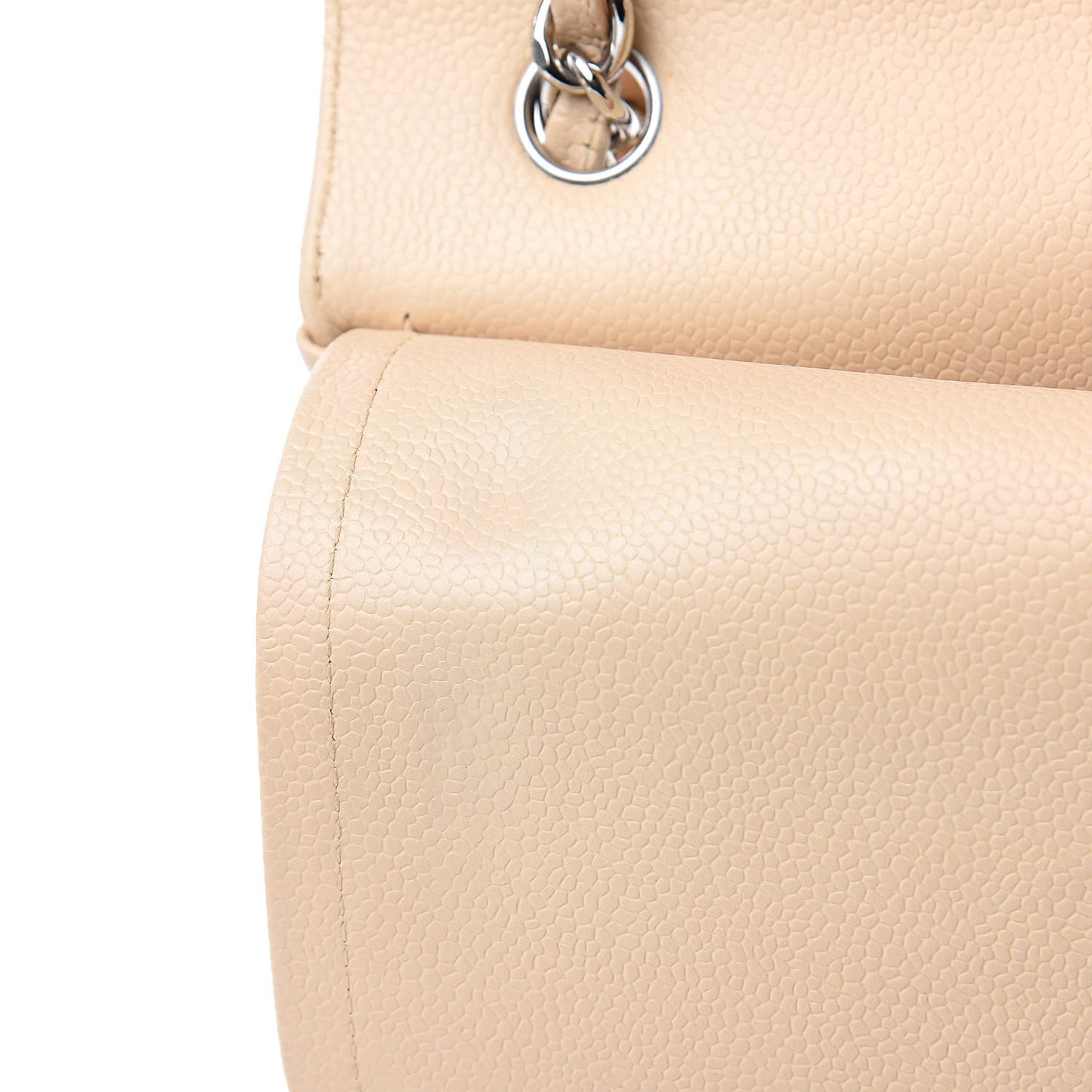 Caviar Quilted Jumbo Double Flap Beige Clair