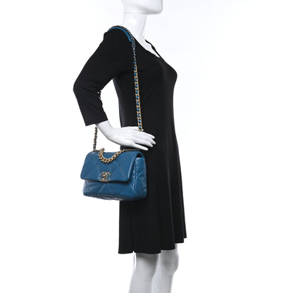 Chanel Goatskin Quilted Medium Chanel 19 Flap Turquoise 2 of 9