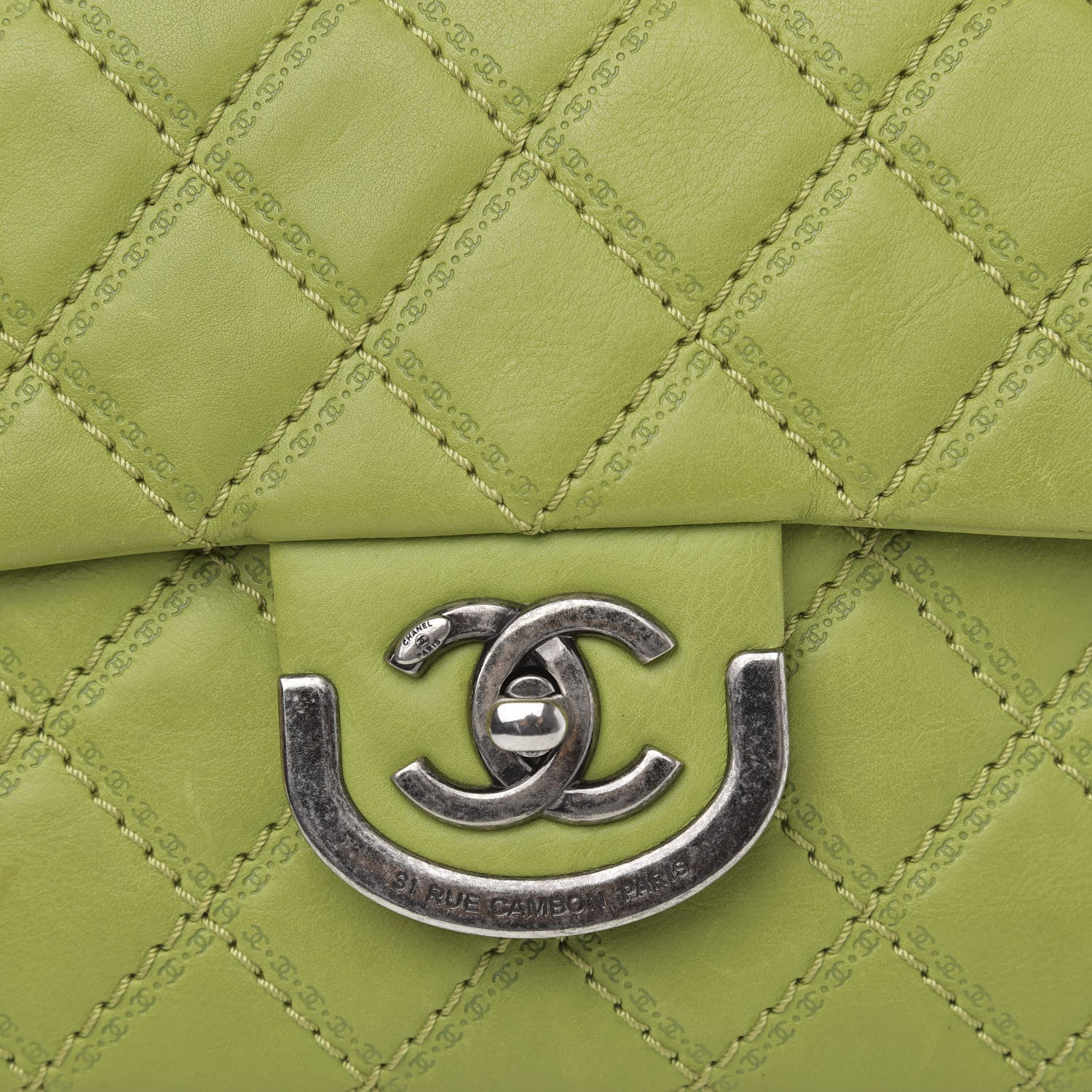 Chanel Calfskin Quilted Medium Coco Sporran Flap Green 15 of 16