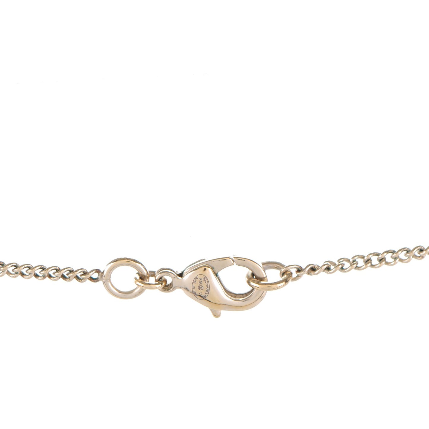 Enamel CC Baroque Pearl Drop Necklace Black Gold