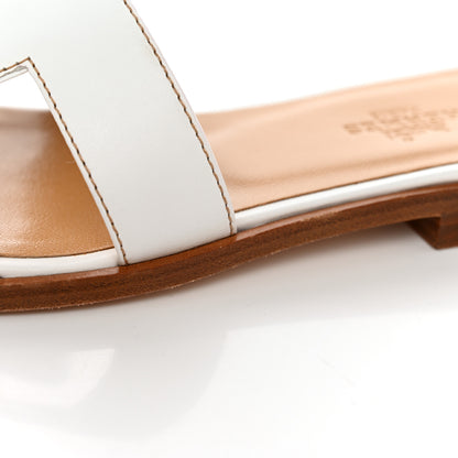 Hermes Box Calfskin Oran Sandals 35.5 White 11 of 14