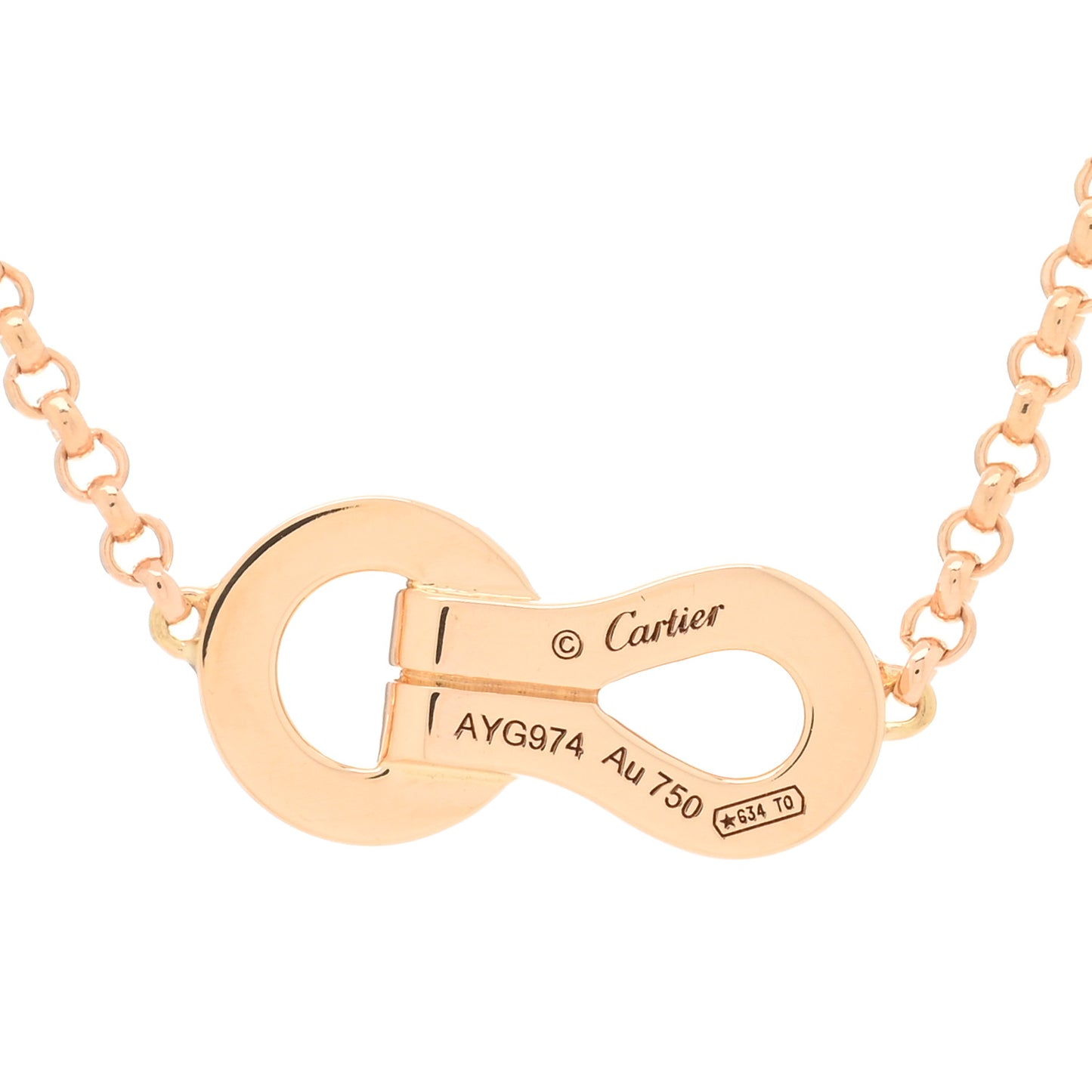 18K Pink Gold Diamond Agrafe Paved Pendant Necklace