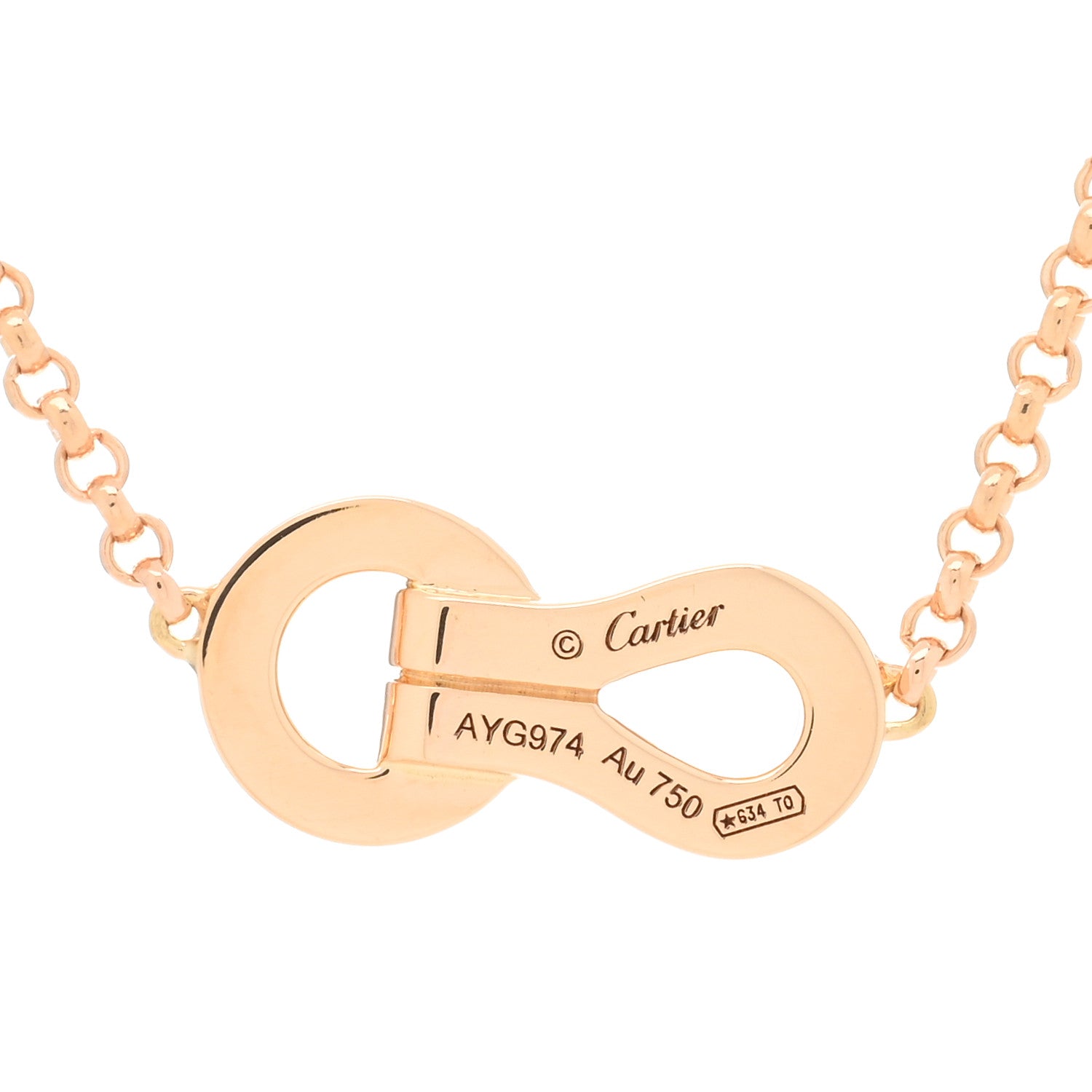 Cartier 18K Pink Gold Diamond Agrafe Paved Pendant Necklace 4 of 4