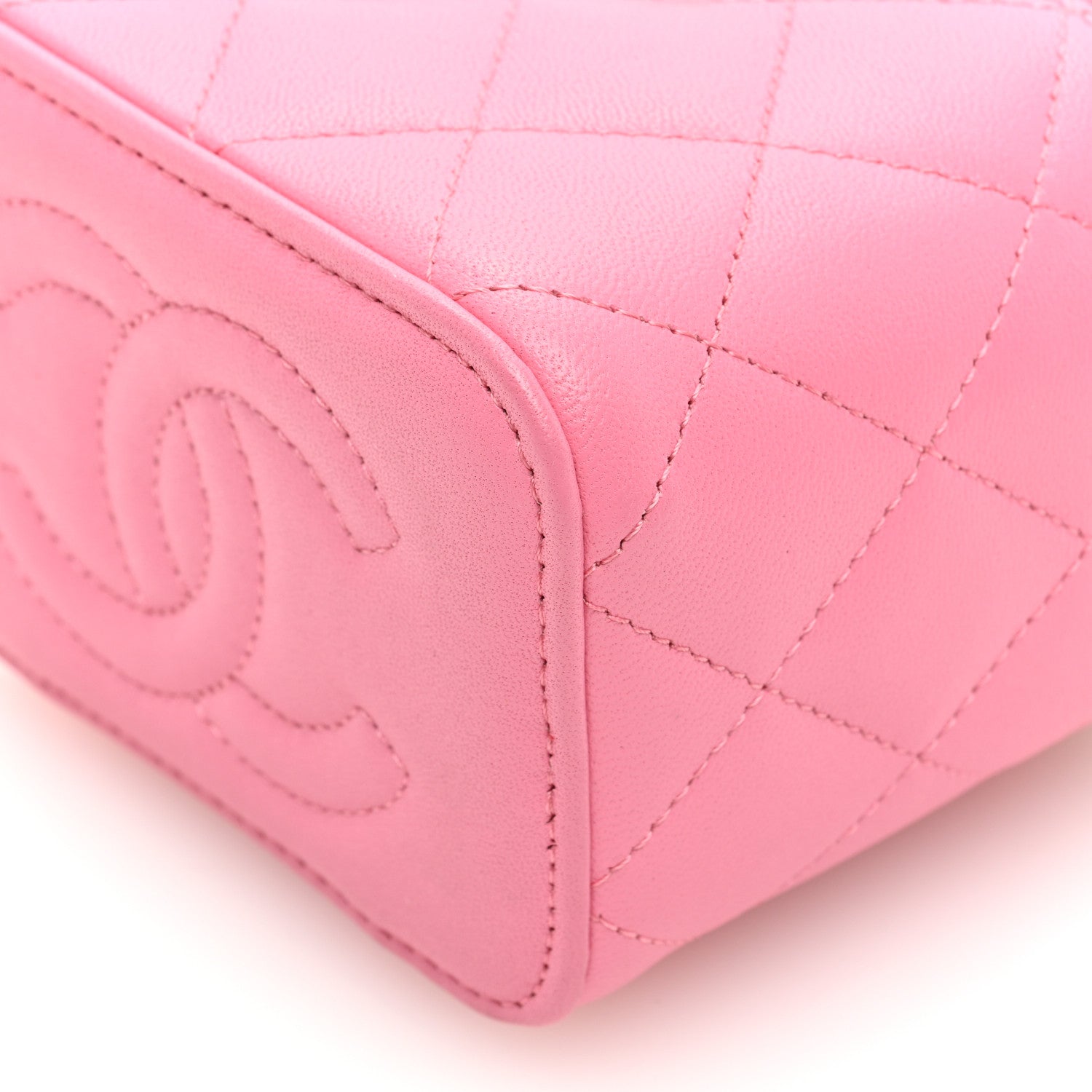 Chanel Lambskin Quilted Top Handle Mini Vanity Case With Chain Pink 11 of 11