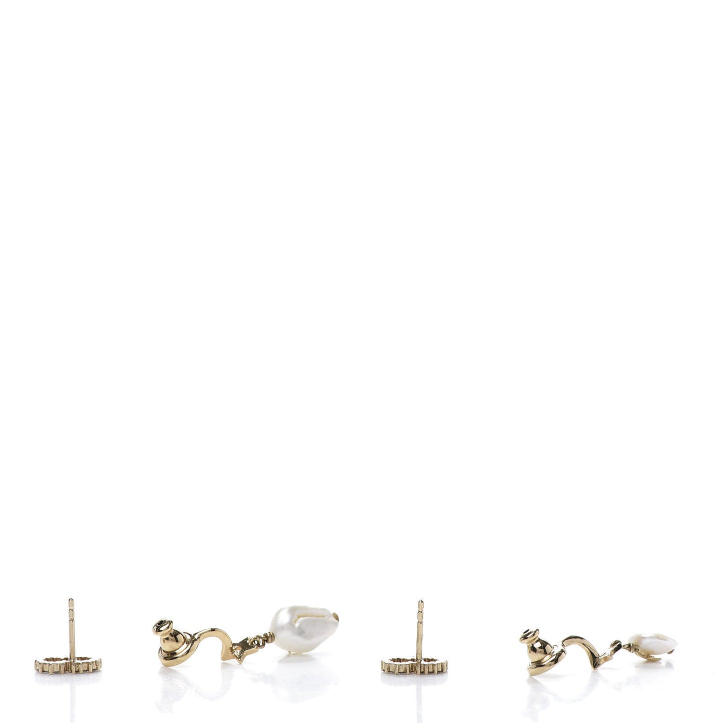 Crystal Pearl Shiny-D Earrings Gold