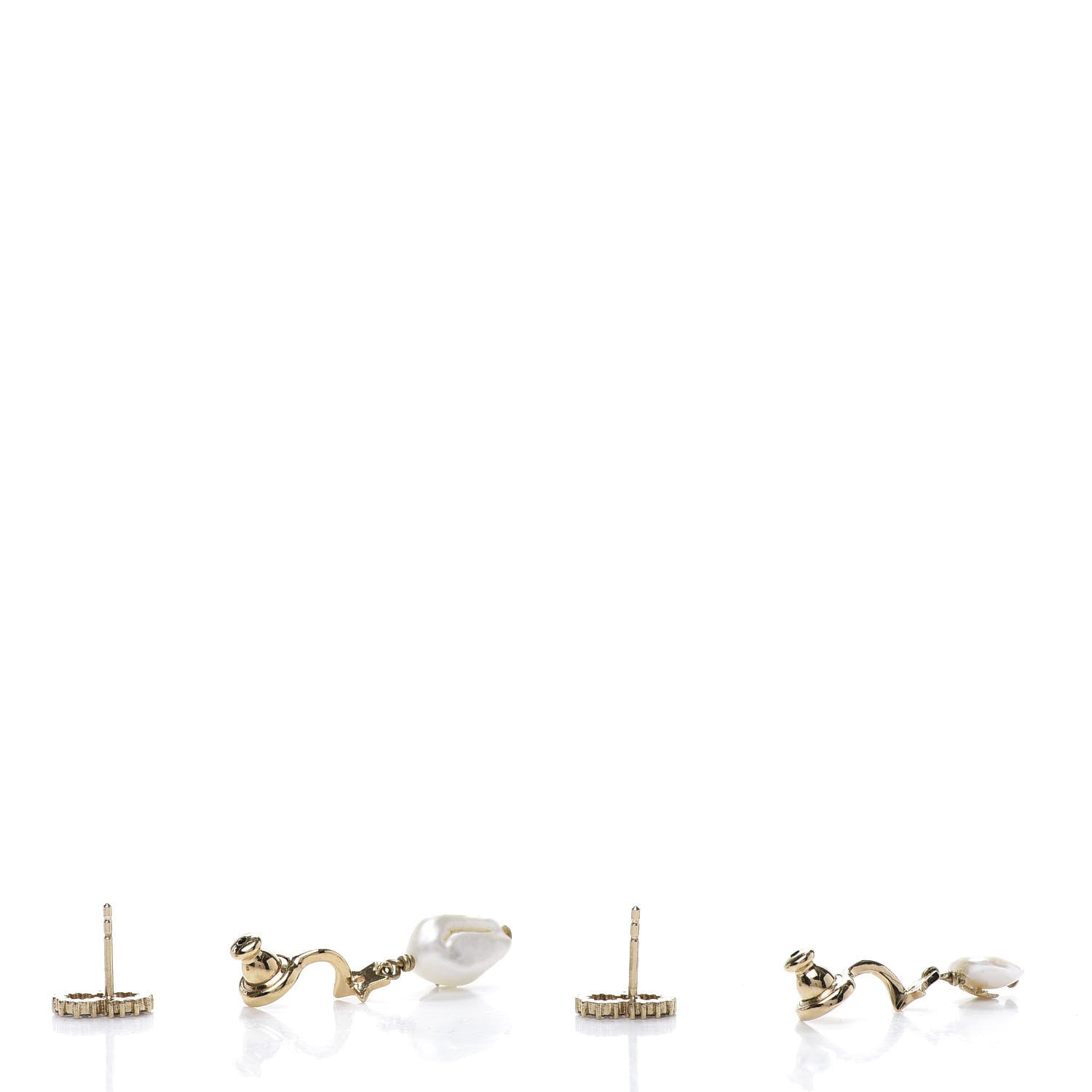 Christian Dior Crystal Pearl Shiny-D Earrings Gold 3 of 5