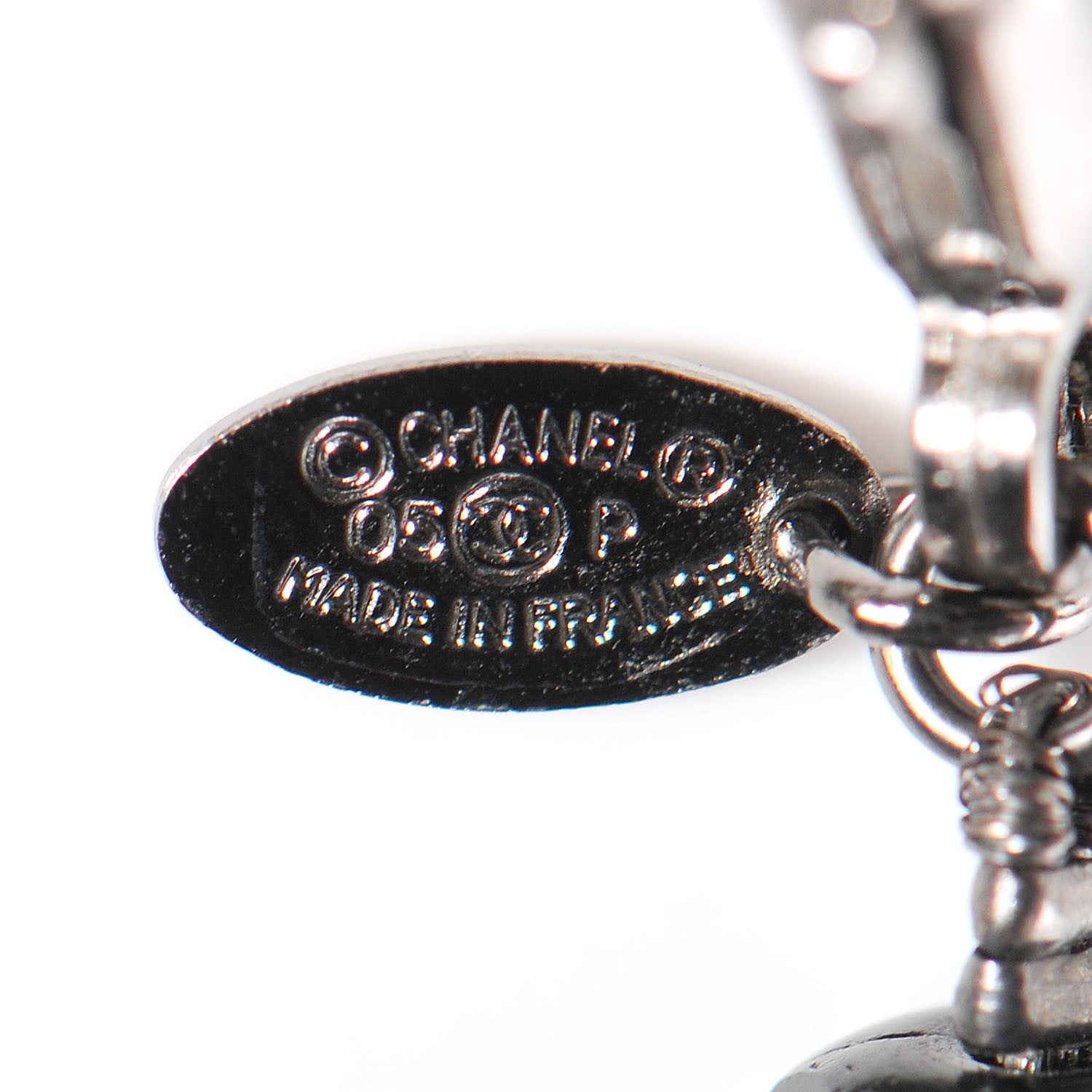 Chanel Pearl Beaded CC Long Necklace Ruthenium Black 4 of 5