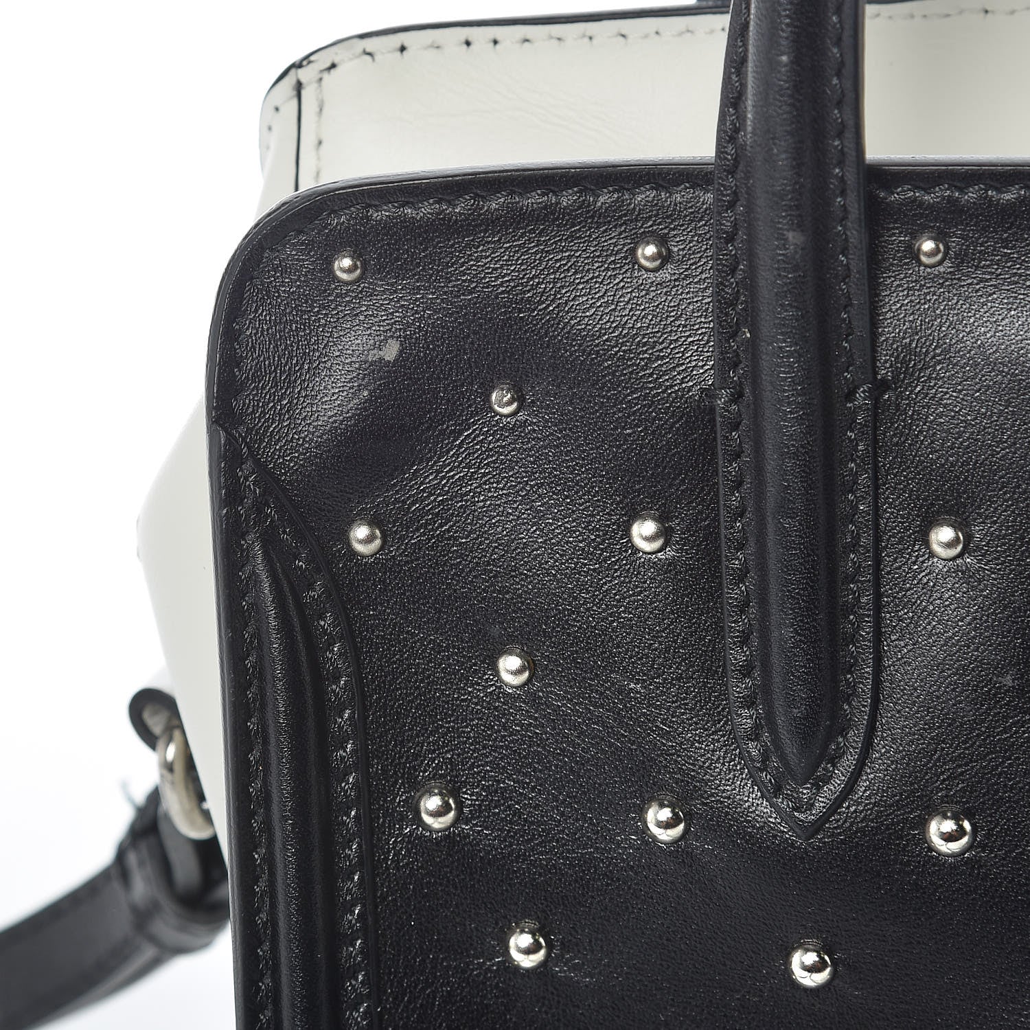 Alexander McQueen Calfskin Studded Mini Padlock Tote Black White 11 of 12