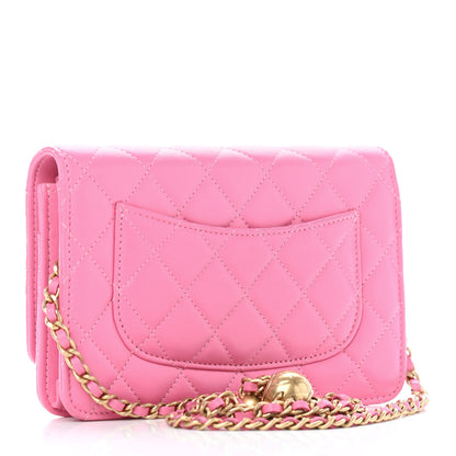 Chanel Lambskin Quilted CC Pearl Crush Wallet on Chain WOC Pink 2 of 5