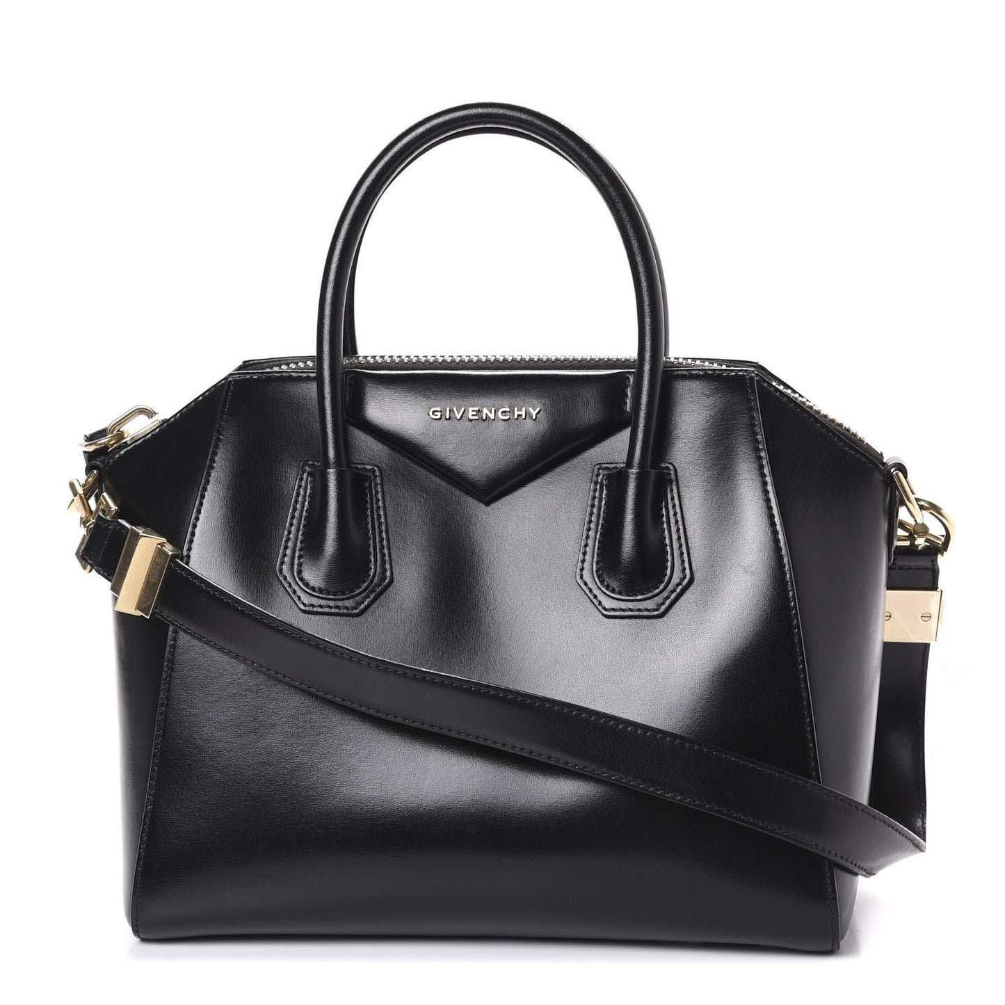 Shiny Lord Calfskin Small Antigona Black