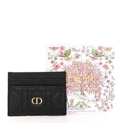 Christian Dior Supple Calfskin Cannage Caro Freesia Card Holder Black 8 of 8