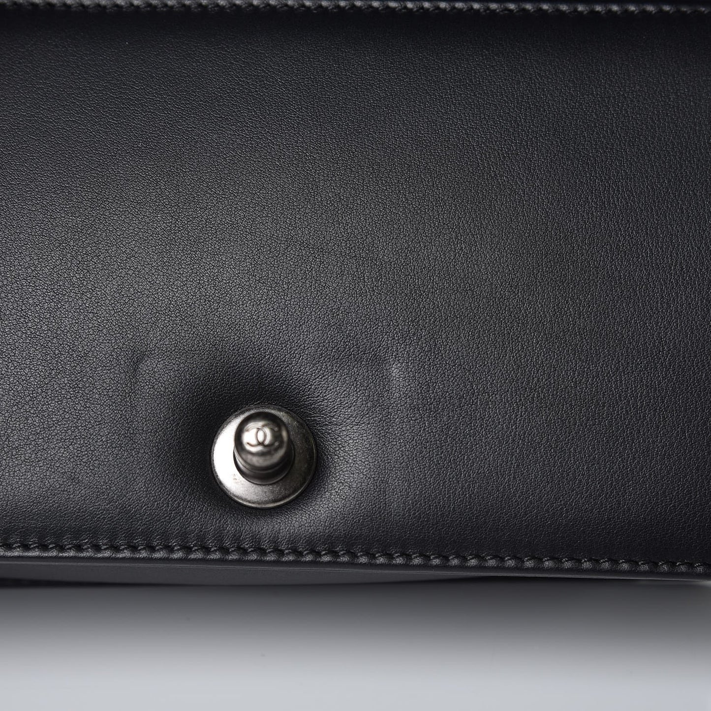 Calfskin Quilted Small Boy Flap Black