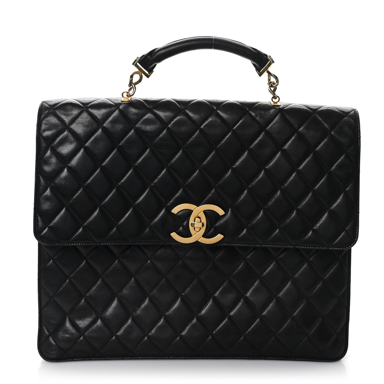 Chanel Lambskin Quilted Briefcase Laptop Bag Black 1 of 10