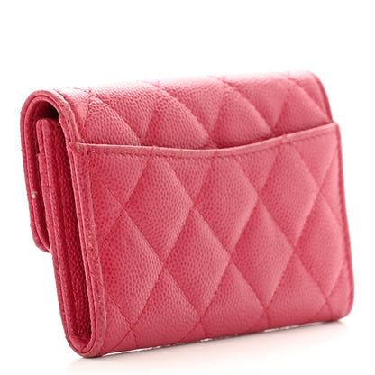 Chanel Caviar Quilted Flap Card Holder Wallet Dark Pink 3 of 19