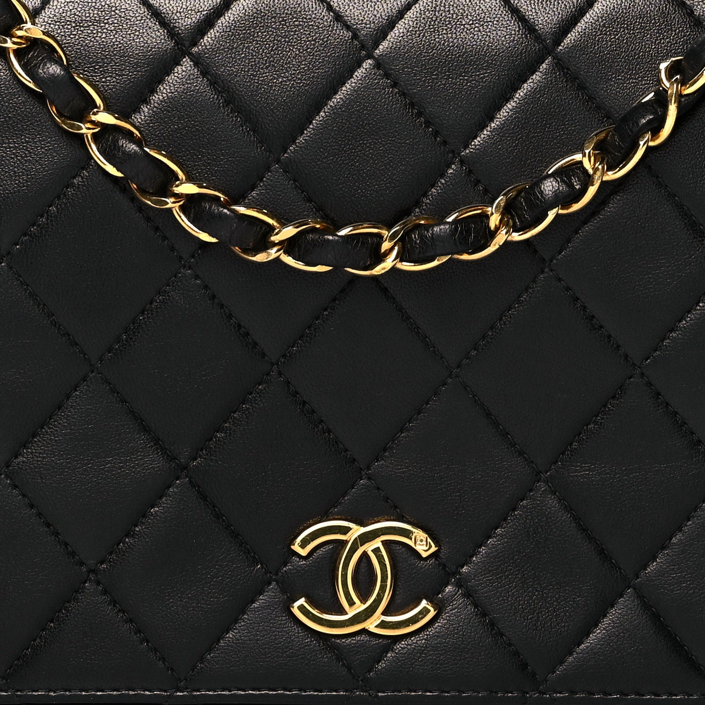 Lambskin Quilted Small Single Flap Black