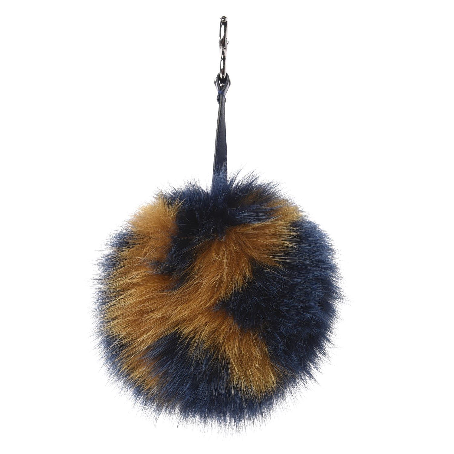 Fendi Fox Fur Shiny Nappa Bi-Color K ABCharm Bag Charm Blue Curry 1 of 2
