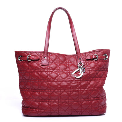 Christian Dior Coated Canvas Cannage Medium Panarea Tote Red 1 of 14