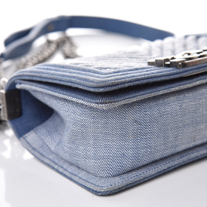 Chanel Denim Chevron Small Boy Flap Light Blue 10 of 13