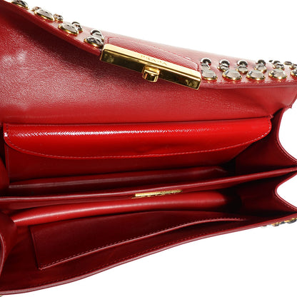 Prada Saffiano Vernice Crystal Sound Shoulder Bag Rosso 6 of 10