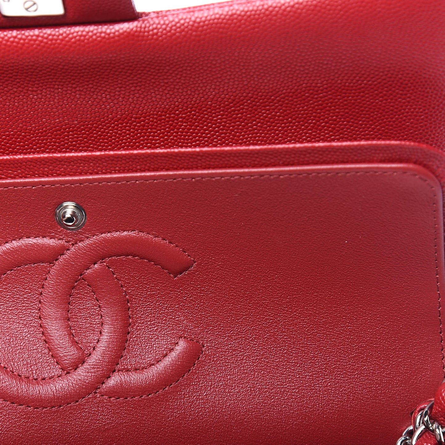 Caviar Quilted Medium Double Flap Red