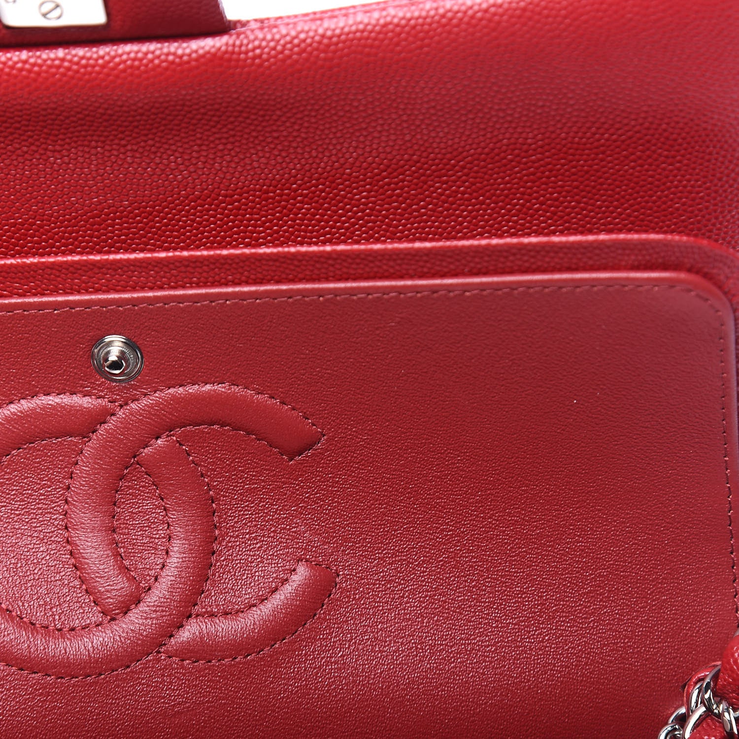 Chanel Caviar Quilted Medium Double Flap Red 11 of 14