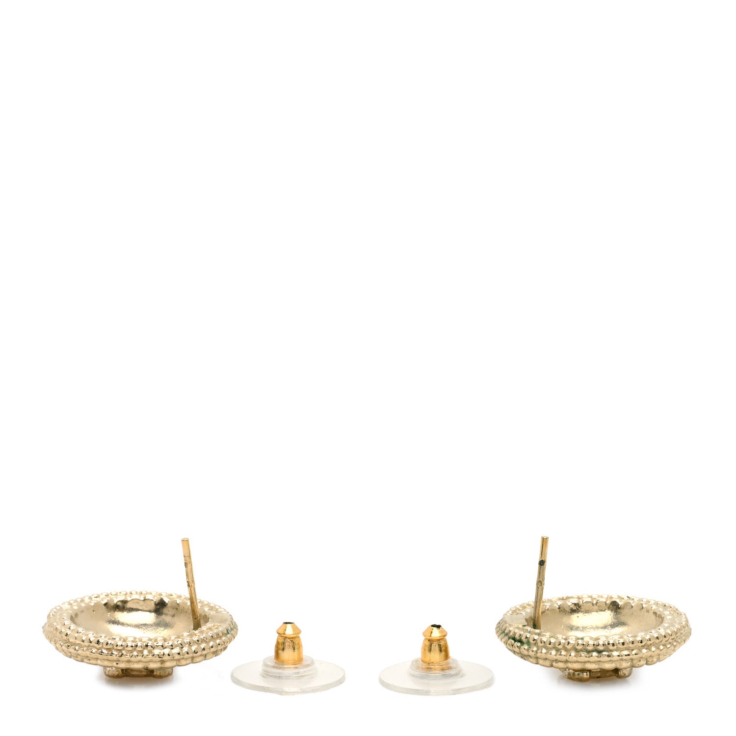 Chanel Metal Medallion Studded CC Earrings Gold 2 of 3