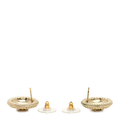 Chanel Metal Medallion Studded CC Earrings Gold 2 of 3