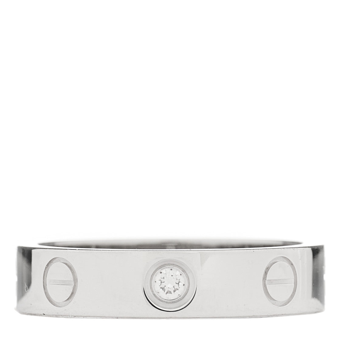 Cartier 18K White Gold Diamond 4mm LOVE Wedding Band Ring 48 4.5 1 of 4