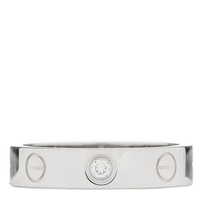 Cartier 18K White Gold Diamond 4mm LOVE Wedding Band Ring 48 4.5 1 of 4