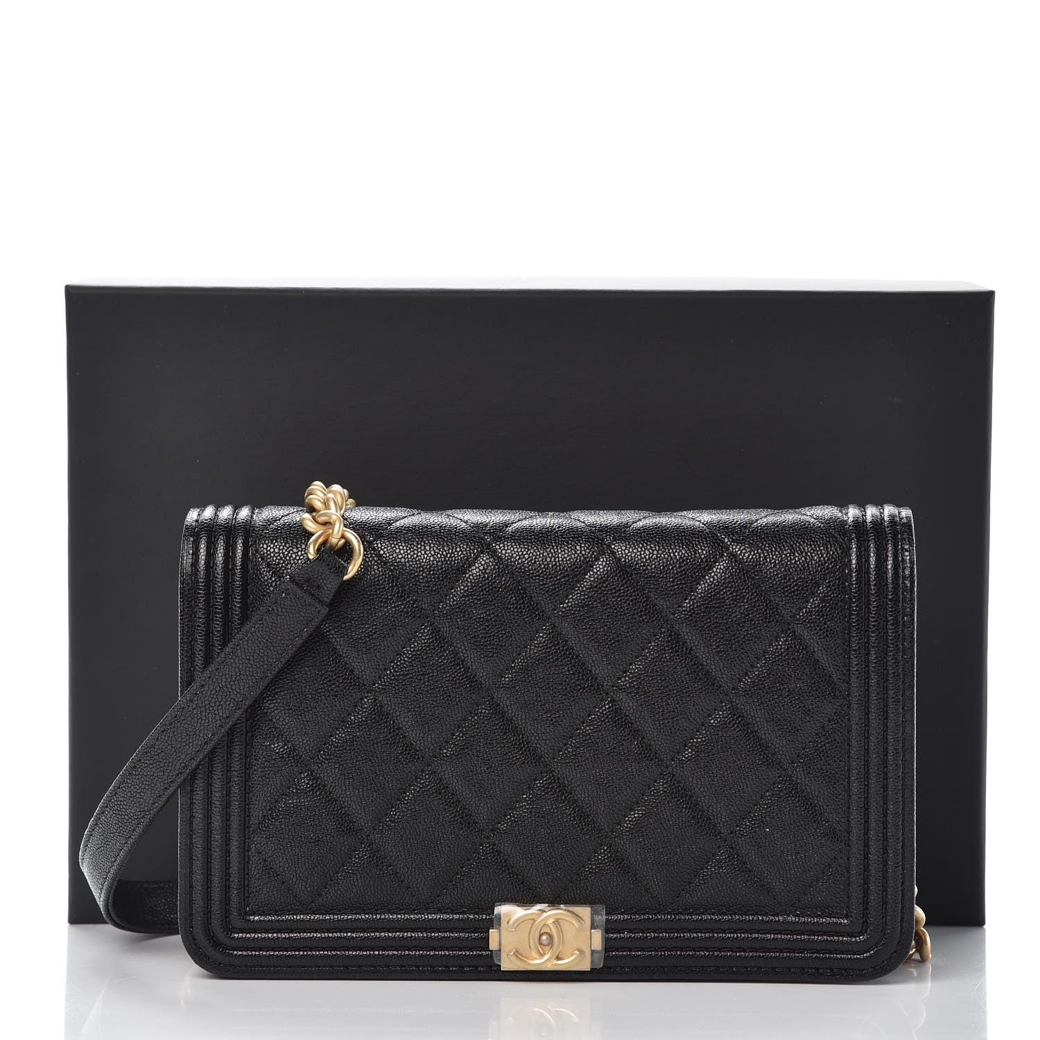 Chanel Caviar Quilted Boy Wallet On Chain WOC Black 9 of 9