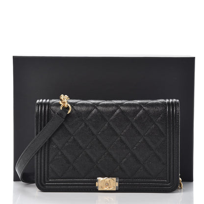 Chanel Caviar Quilted Boy Wallet On Chain WOC Black 9 of 9