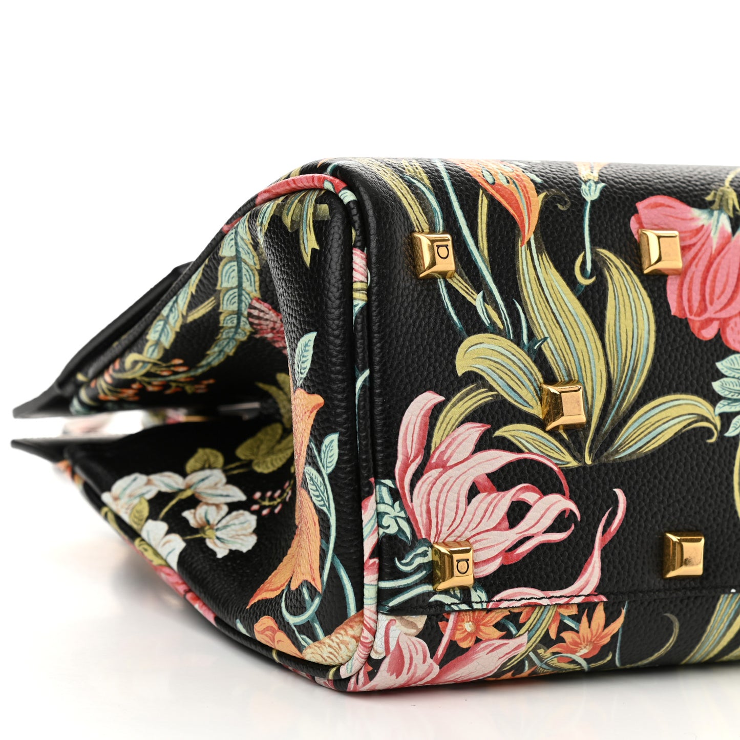 Calfskin Floral Print The Studio Bag Black Multicolor