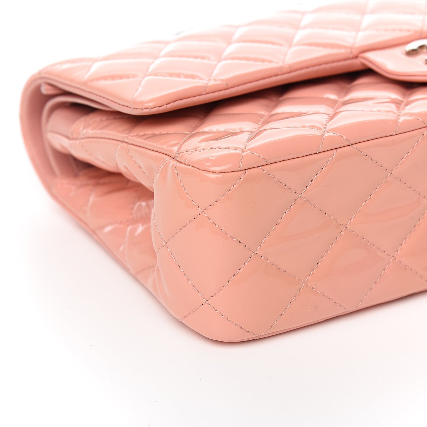 Patent Quilted Medium Double Flap Light Pink