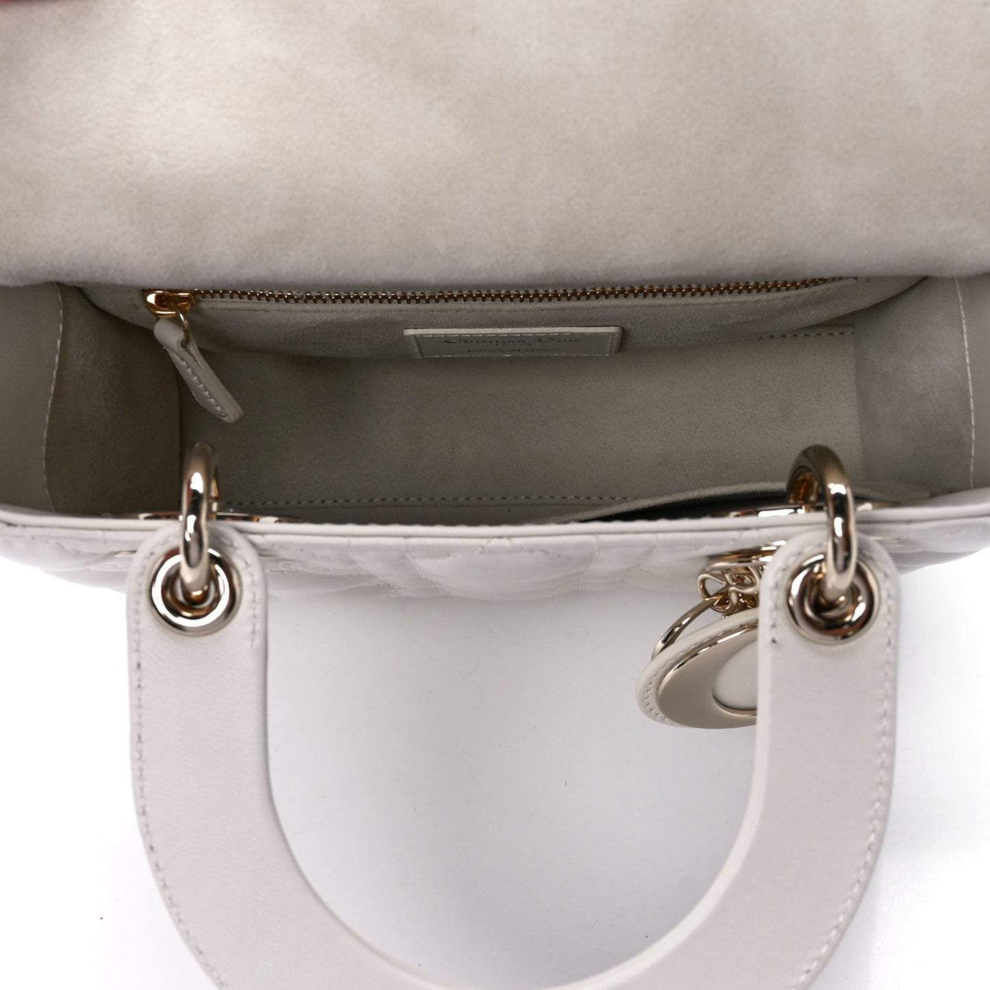 Lambskin Cannage Small My ABCDior Lady Dior White