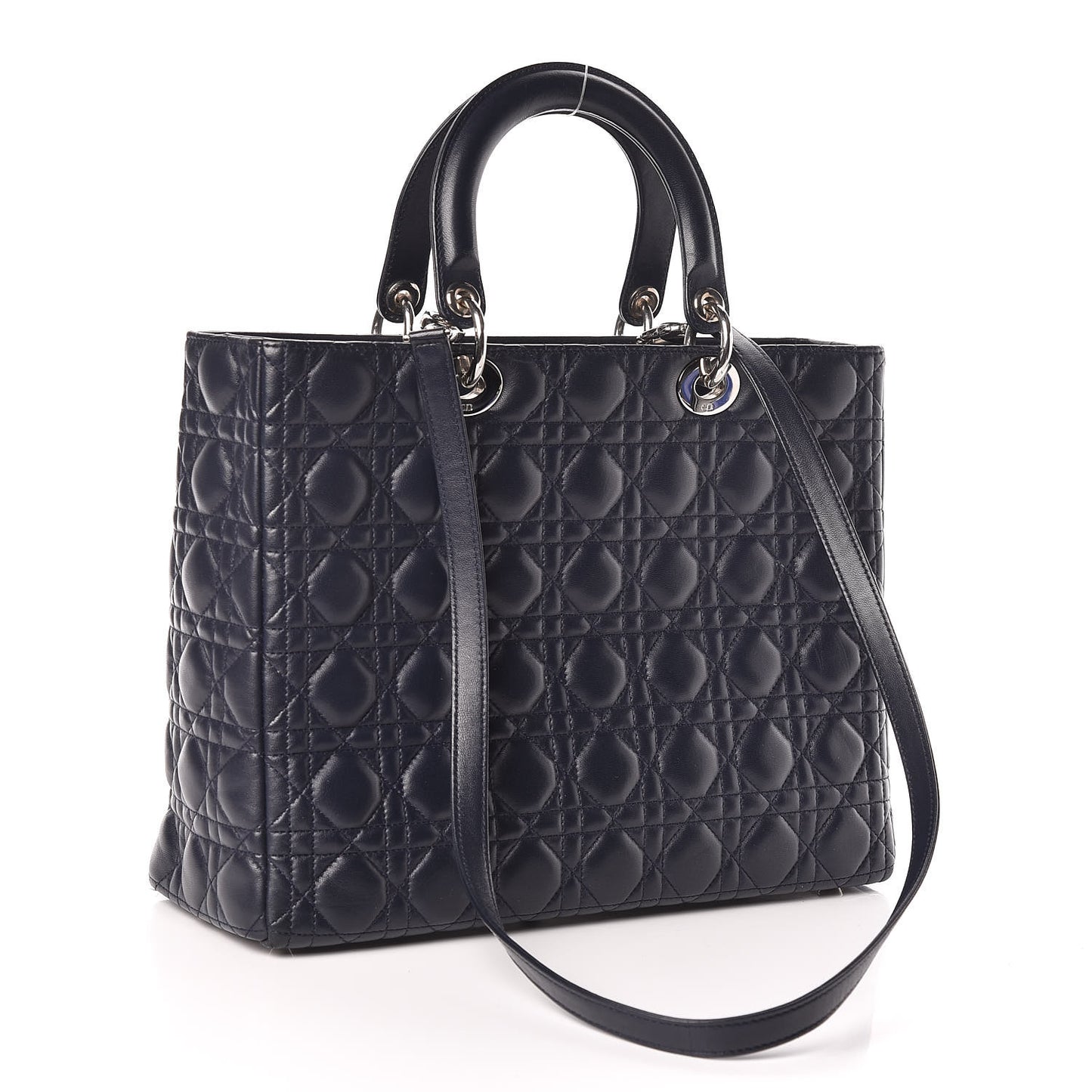 Lambskin Cannage Large Lady Dior Navy Blue