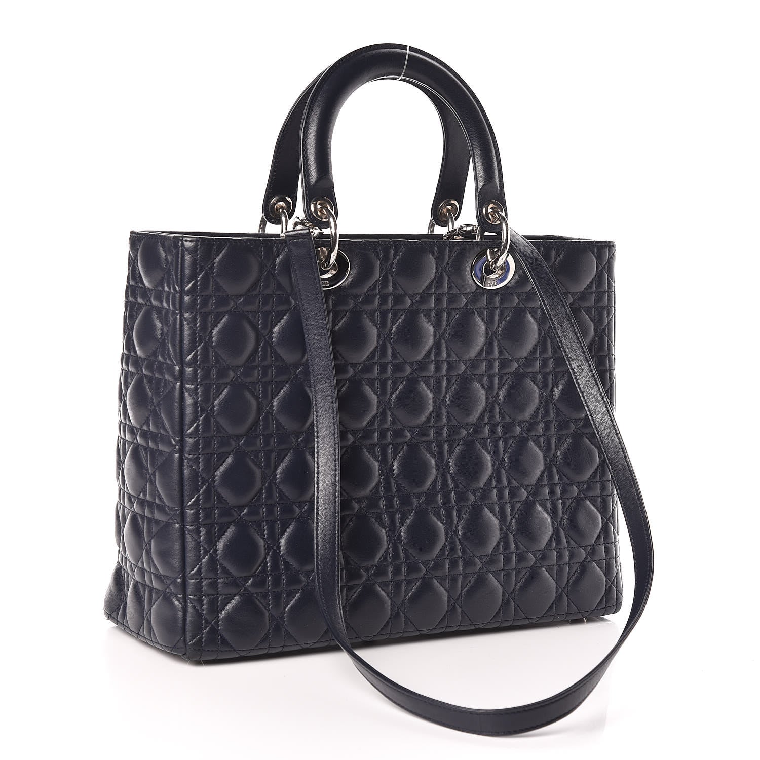 Christian Dior Lambskin Cannage Large Lady Dior Navy Blue 3 of 10