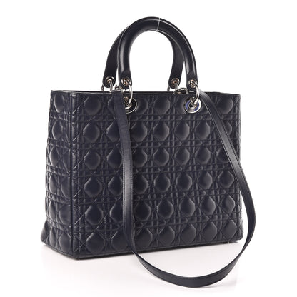 Christian Dior Lambskin Cannage Large Lady Dior Navy Blue 3 of 10