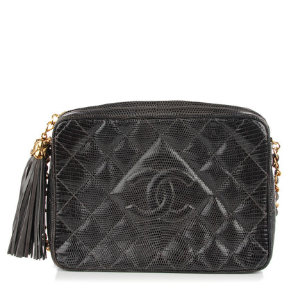 Chanel Lizard Quilted Tassel Camera Case Dark Grey 1 of 8