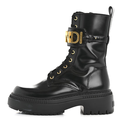 Fendi Vitello Abrasivato Fendigraphy 50mm Biker Boots 38 Black 1 of 9