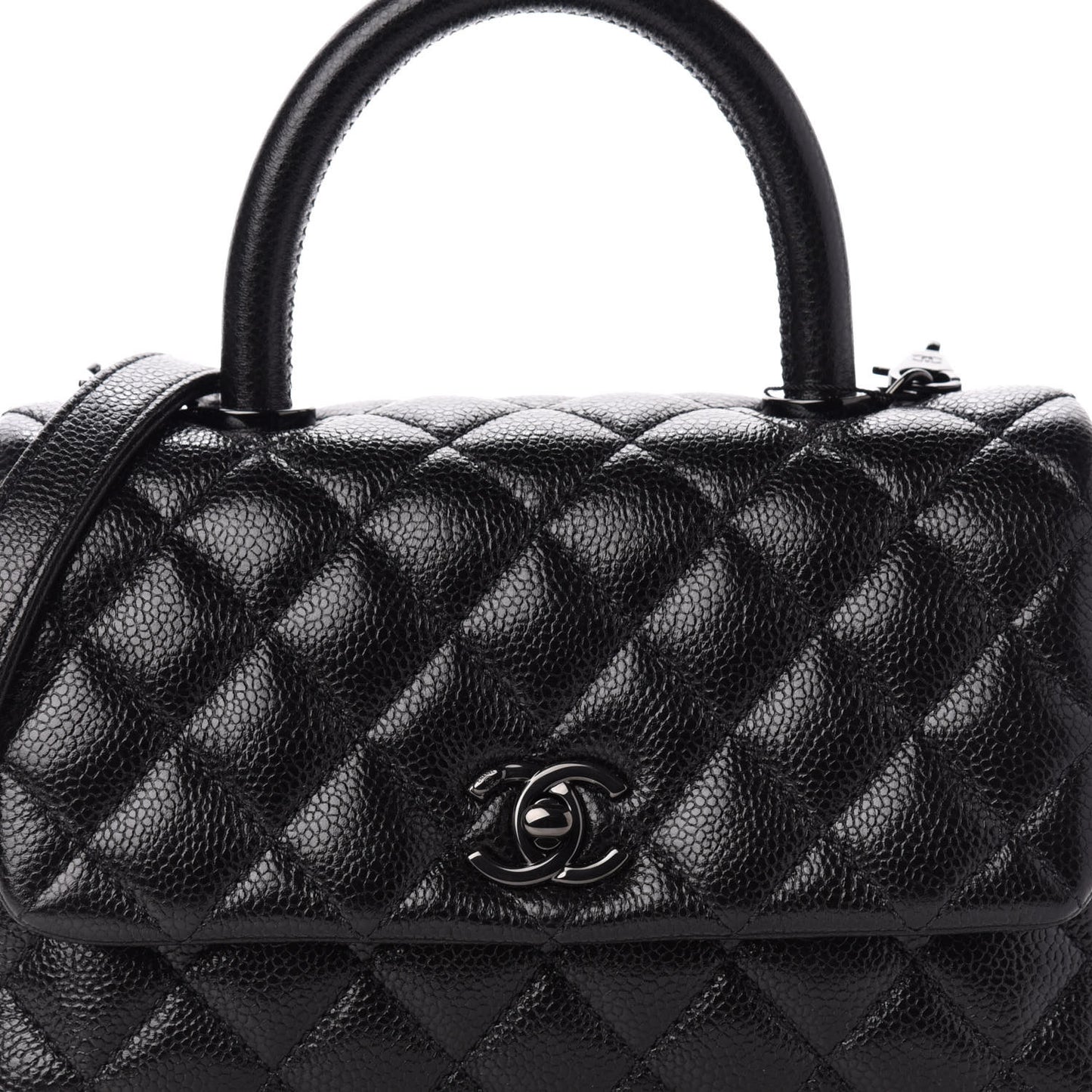 Caviar Quilted Mini Coco Handle Flap So Black