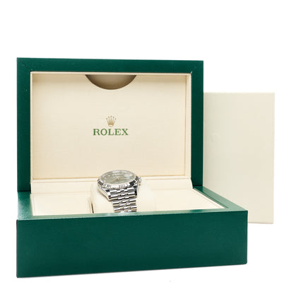 Rolex Stainless Steel 18K White Gold Diamond 36mm Oyster Perpetual Datejust Watch Green Palm 126234 5 of 5